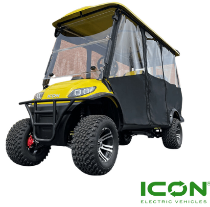 Sunbrella Jet Black Track-Style Canvas Enclosure for ICON i60, i60L Golf Cart