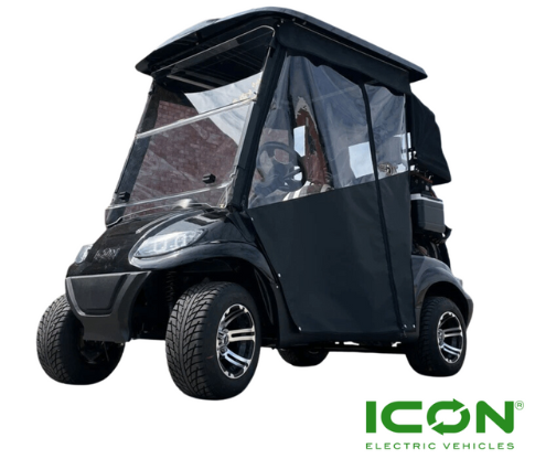 Sunbrella Jet Black Track-Style Canvas Enclosure for ICON i20 2022-Up Golf Cart