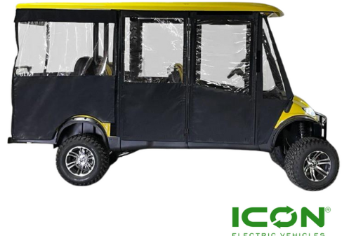 Sunbrella Jet Black Canvas 6-Passenger Hinged Door Enclosure Cover for ICON i60 Golf Carts