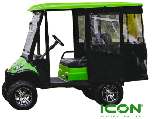 Sunbrella Jet Black Canvas 4-Passenger Hinged Door Enclosure Cover for ICON i40 Golf Carts