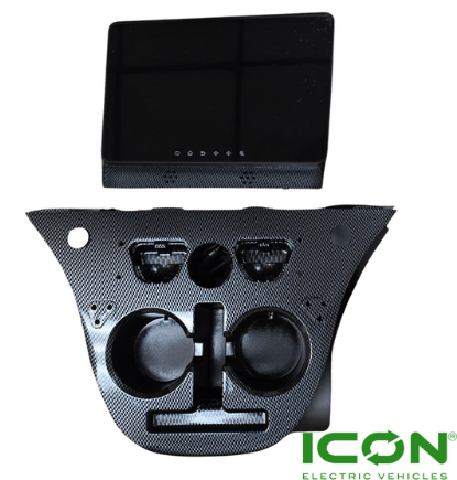 Retro Fit 10" Screen Kit with Carbon Fiber Cup Holder for ICON 2020-Up Golf Carts