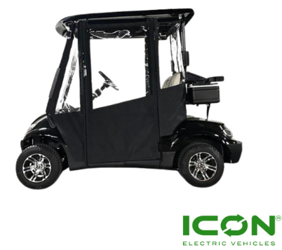 Sunbrella Jet Black Canvas 2-Passenger Hinged Door Enclosure Cover for ICON i20 Golf Carts