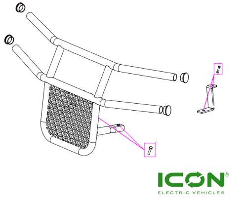 Lemon Green Steel Brush Guard for ICON i20, i40, i60, i80 Non-Lifted Golf Cart Models